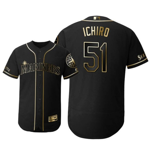 Seattle Mariners #51 Ichiro Suzuki Mlb 2019 Golden Edition Black Jersey Gift For Mariners Fans