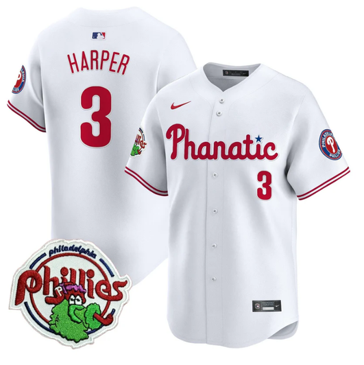 Bryce Harper #3 Philadelphia Phillies Phanatic Patch Vapor Premier Limited Wh Jersey