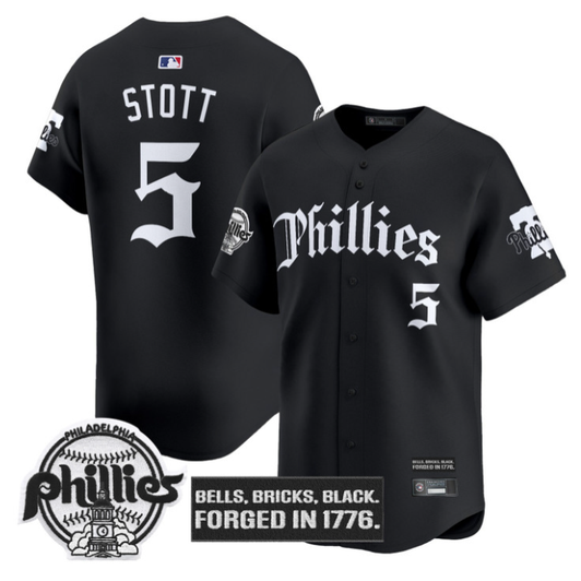 Bryson Stott #5 Philadelphia Phillies Gothic Liberty Edition Limited Jersey