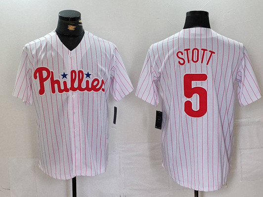 Bryson Stott #5 Philadelphia Phillies Pinstripe Cool Base Basebal Limited Jersey - White