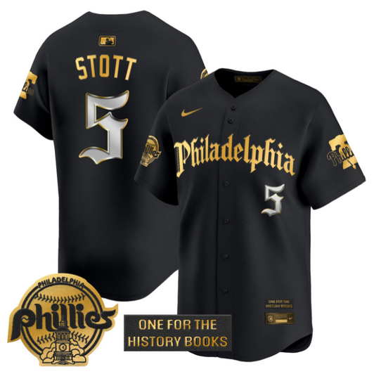 Bryson Stott #5 Philadelphia Phillies Retro Newspaper Edition Vapor Premier Stitc Jersey - Gold