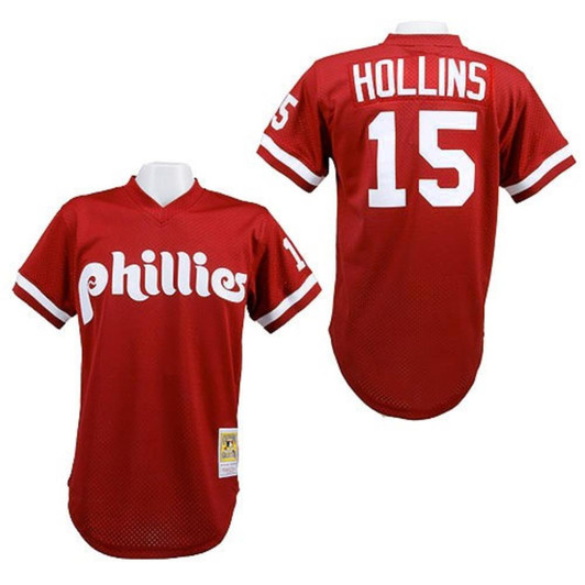Dave Hollins #15 Philadelphia Phillies 1991 Throwback Mesh Pullover Limited Jersey - Red