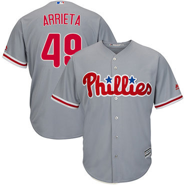 Jake Arrieta #49 Philadelphia Phillies Limited Cool Base Jersey - Grey