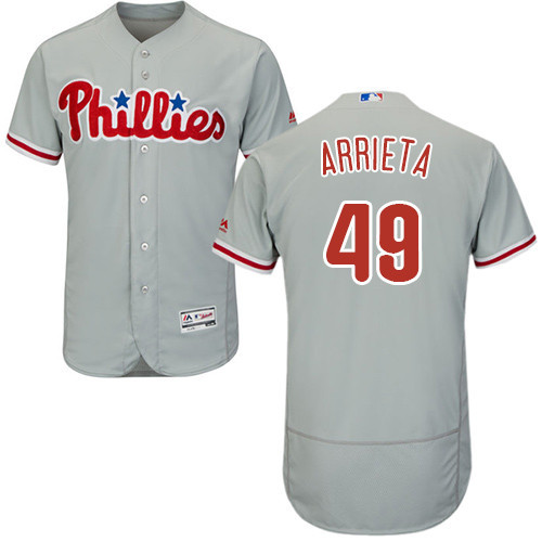 Jake Arrieta #49 Philadelphia Phillies Flexbase Authentic Jersey - Grey