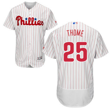 Jim Thome #25 Philadelphia Phillies Whitered Strip Flexbase Authentic Baseball Jersey