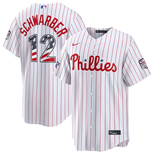 Kyle Schwarber #12 Philadelphia Phillies 2026 Star Edition Stars Stripes Stadium Limited Jersey - White
