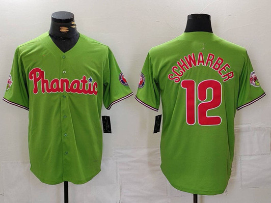 Kyle Schwarber #12 Philadelphia Phillies Patch Cool Base Bas Limited Jersey - Green
