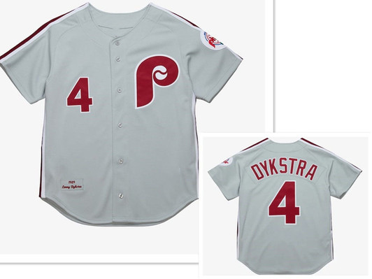 Lenny Dykstra #4 Philadelphia Phillies 1989 Mitchell Ness Throwback Sti Limited Jersey - Grey