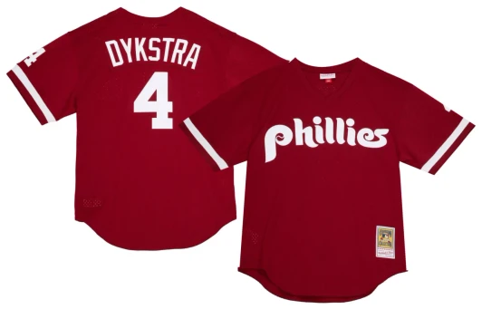 Lenny Dykstra #4 Philadelphia Phillies Mitchell & Ness Men'S Mesh Alternate Limited Jersey - Red