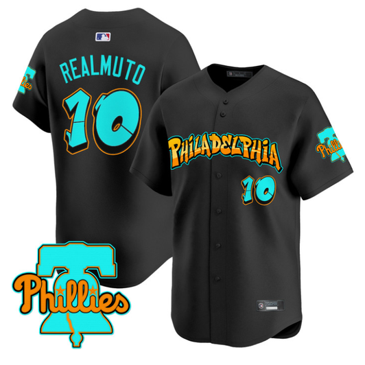 Philadelphia Phillies #10 J.T.Realmuto Graffiti Broad Street Limited Jersey - Black