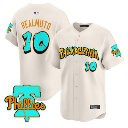 Philadelphia Phillies #10 J.T.Realmuto Graffiti Broad Street Limited Jersey - Cream