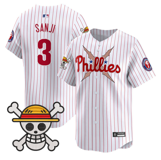 Philadelphia Phillies #3 2025 Sanji One Piece Limited Stripes Jersey