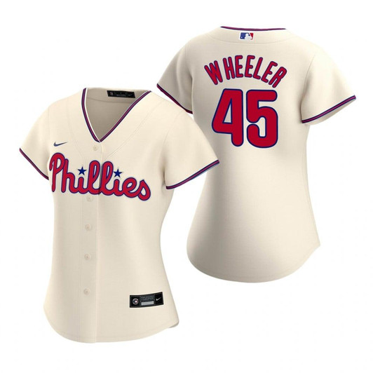 Womens Philadelphia Phillies #45 Zack Wheeler 2020 Cream Jersey Gift For Phillies Fans