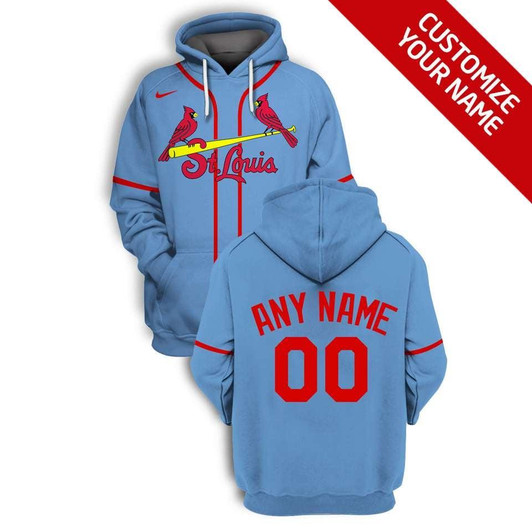 St. Louis Cardinals #00 3D Personalized Blue Jersey Style Gift With Custom Number Name For Cardinals Fans Hoodie