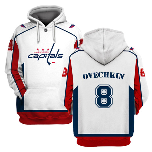 Washington Nationals Alexander Ovechkin #8 Mlb Baseball Team Logo 3D White Jersey Style Gift For Nationals Fans Hoodie