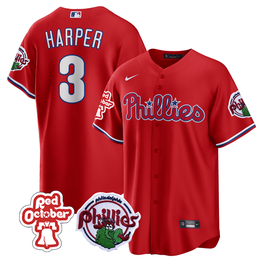 Philadelphia Phillies Men'S October Patch Limited Cool Base Jersey - Red