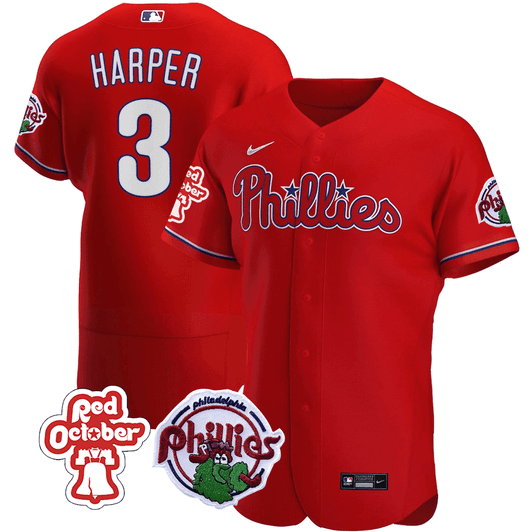Philadelphia Phillies Men'S October Patch Limited Flex Base Jersey - Red