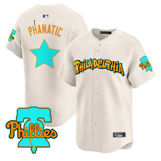 Philadelphia Phillies Phanatic Graffiti Broad Street Edition Limited Jersey - Cream