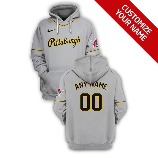 Pittsburgh Pirates Mlb Baseball Team Grey Personalized Number Name Jersey Style Gift For Pirates Fans Hoodie