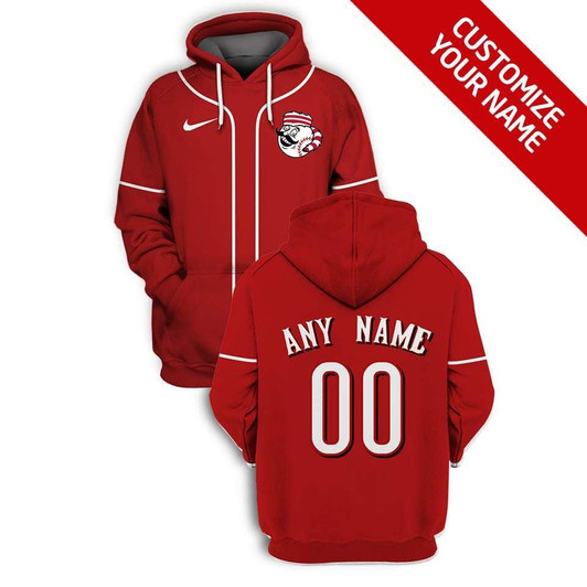 Cincinnati Reds #00 3D Personalized Red Jersey Style Gift With Custom Number Name For Reds Fans Hoodie
