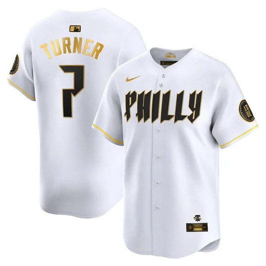 Trea Turner #7 Philadelphia Phillies City Connect Philly Limited Jersey - White Gold