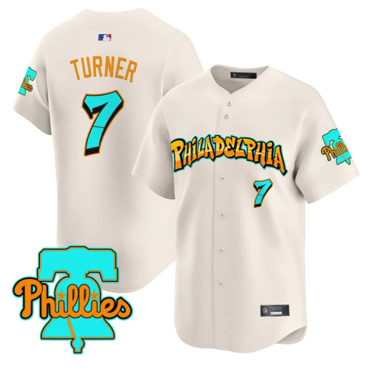 Trea Turner #7 Philadelphia Phillies Graffiti Broad Street Edition Limited Jersey - Cream