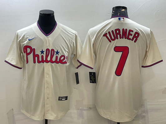 Trea Turner #7 Philadelphia Phillies Mens Limited Cool Base Baseball Jersey - Cream