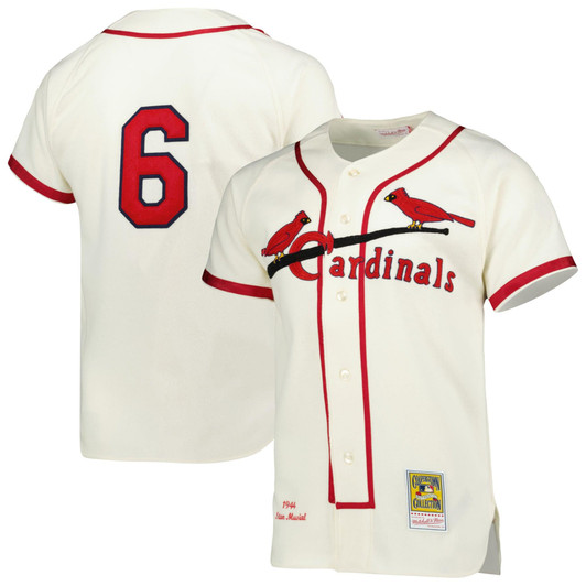 Stan Musial St. Louis Cardinals Mitchell & Ness 1944 Cooperstown Collection  Jersey - Cream