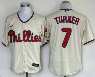 Trea Turner #7 Philadelphia Phillies Nike Mens Limited Flex Base Jersey - Cream