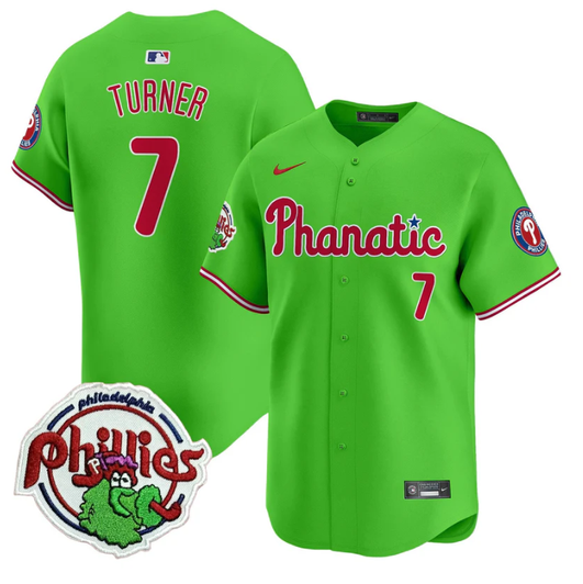 Trea Turner #7 Philadelphia Phillies Phanatic Patch Vapor Premier Limited Gre Jersey