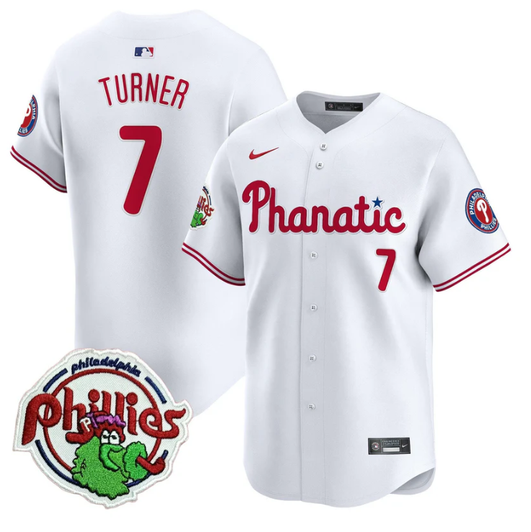 Trea Turner #7 Philadelphia Phillies Phanatic Patch Vapor Premier Limited Whi Jersey