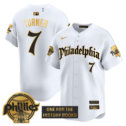 Trea Turner #7 Philadelphia Phillies Retro Newspaper Edition Vapor Premier Jersey - Gold