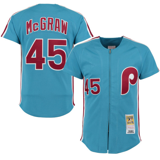 Tug Mcgraw #45 Philadelphia Phillies Mitchell Ness 1980 Limited Throwback Player Jersey - Light Blue