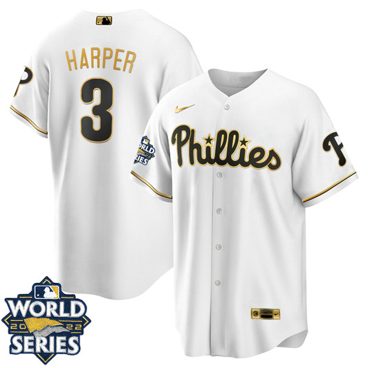 White Gold Philadelphia Phillies 2022 Cool Base World Series Limited Jersey