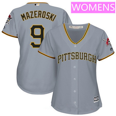 Bill Mazeroski #9 Pittsburgh Pirates Majestic Womens Road Limited Cool Base Jersey - Gray