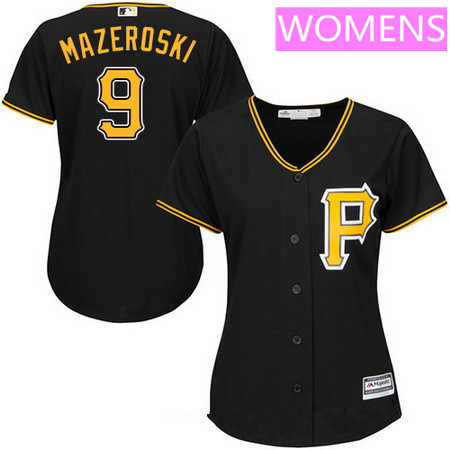 Black Alternate #9 Pittsburgh Pirates Majestic Womens Bill Mazeroski Limited Cool Base Jersey