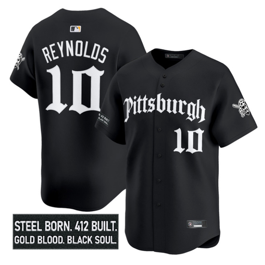 Bryan Reynolds #10 Pittsburgh Pirates Gothic City Black Limited Jersey - Steel