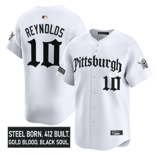 Bryan Reynolds #10 Pittsburgh Pirates Gothic City White Limited Jersey - Steel
