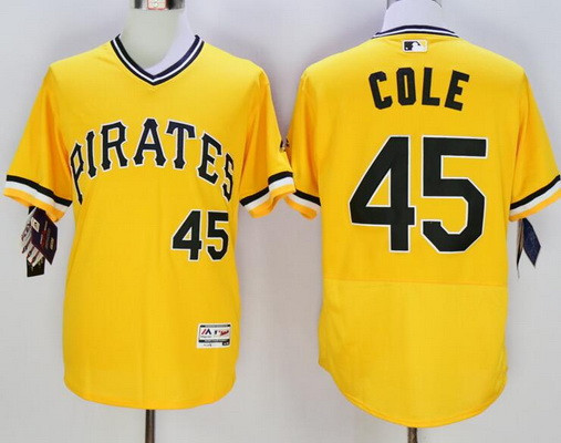 Gerrit Cole #45 Pittsburgh Pirates Mens 2016 Flexbase Limited Player Jersey - Yellow