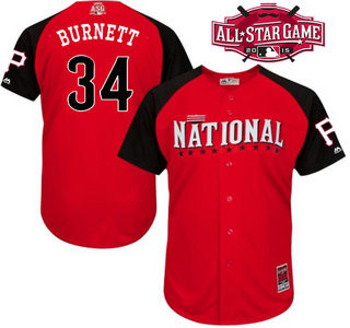 Pittsburgh Pirates #34 2015 National League A J Burnett Star Game Player Jersey - Red