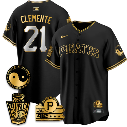 Roberto Clemente #21 Pittsburgh Pirates 2025 Yinzerpalooza Limited Jersey - Black Gold