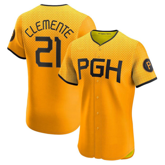Roberto Clemente #21 Pittsburgh Pirates City Connect Elite Player Jersey - Gold