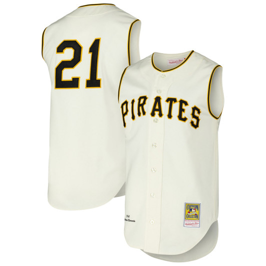 Roberto Clemente #21 Pittsburgh Pirates Mitchell Ness 1960 Cooperstown Authentic Jersey - Cream