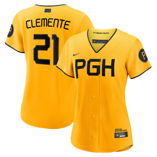 Roberto Clemente #21 Pittsburgh Pirates Nike Women'S City Connect Limited Player Jersey - Gold