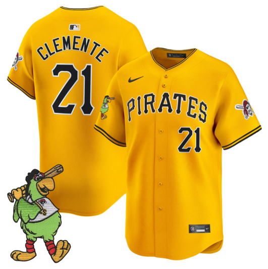 Roberto Clemente #21 Pittsburgh Pirates Pirate Parrot Patch Premier Limit Jersey