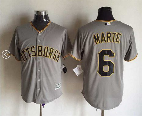 Starling Marte #6 Pittsburgh Pirates Mens 2015 Away Limited Cool Base Jersey - Gray