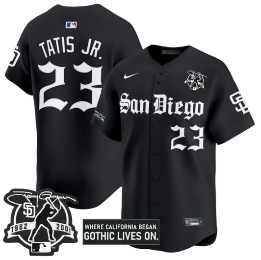 Fernando Tatis Jr #23 San Diego Padres Gothic Edition Vapor Limited Stitc Jersey
