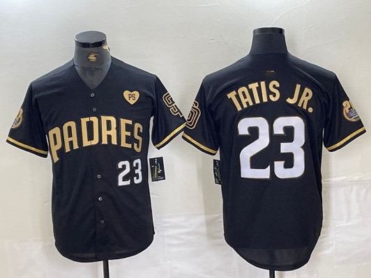 Fernando Tatis Jr #23 San Diego Padres Patch Limited Cool Base Jersey - Black Gold