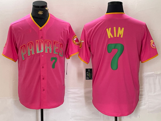 Ha Seong #7 San Diego Padres Kim Player Number Fashion Limited Baseball Jersey - Pink