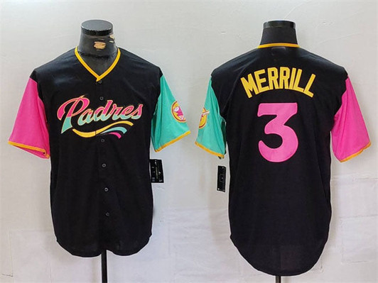 Jackson Merrill #3 San Diego Padres City Connect Cool Base Baseba Limited Jersey - Black